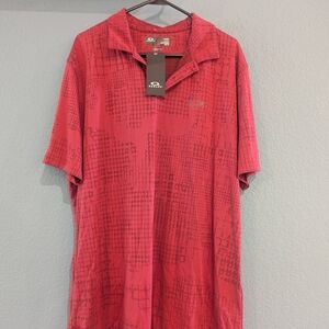 Men's Red Geometric Polo Shirt